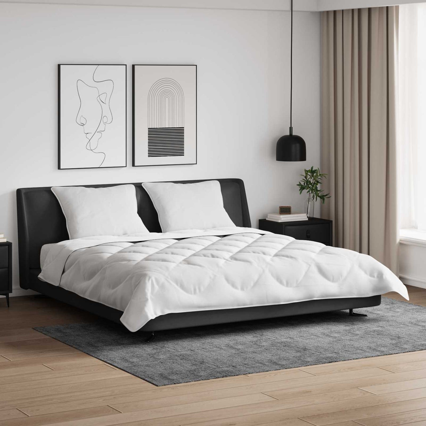 Vidaxl couette avec oreiller 3 pcs microfibre blanche