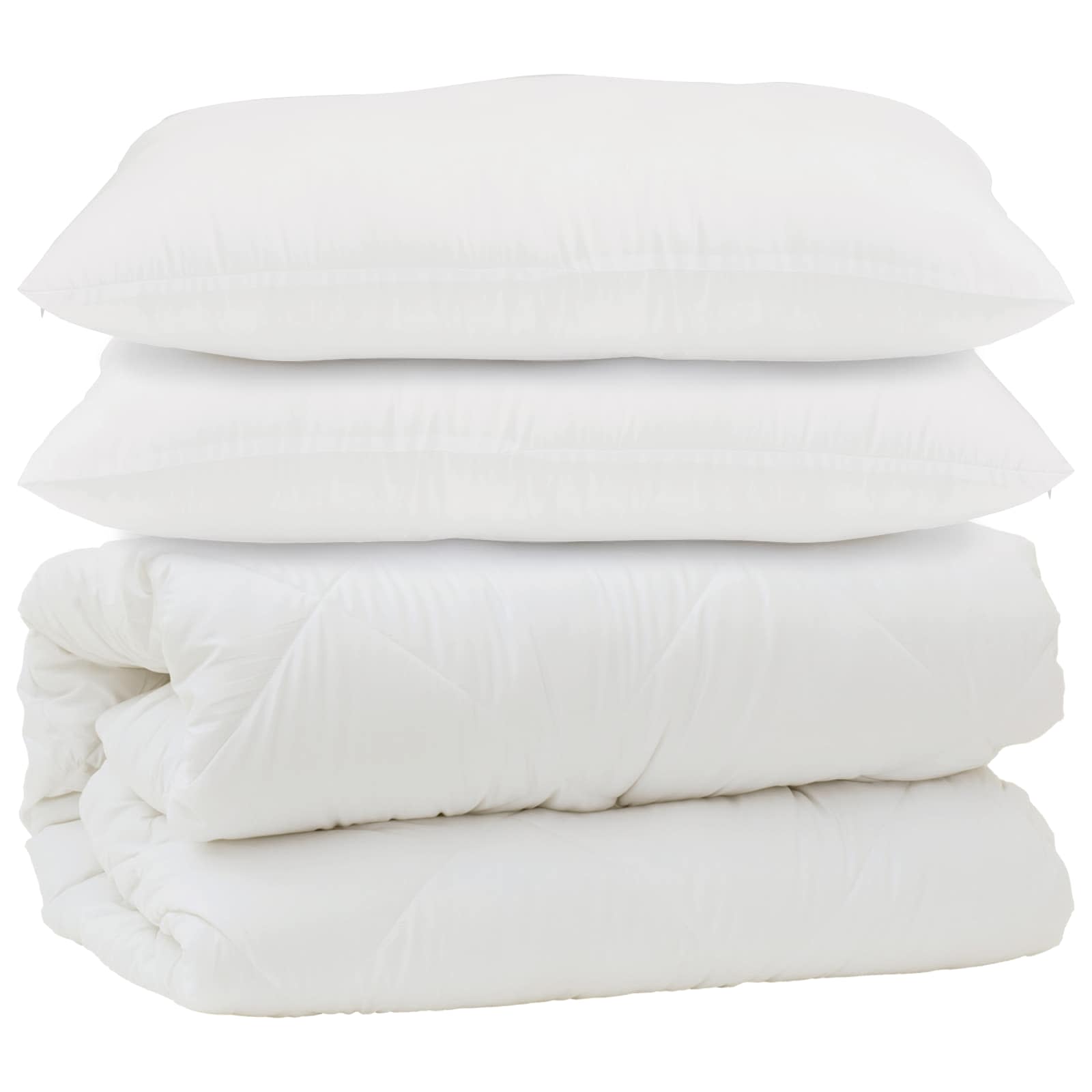 Vidaxl couette avec oreiller 3 pcs microfibre blanche