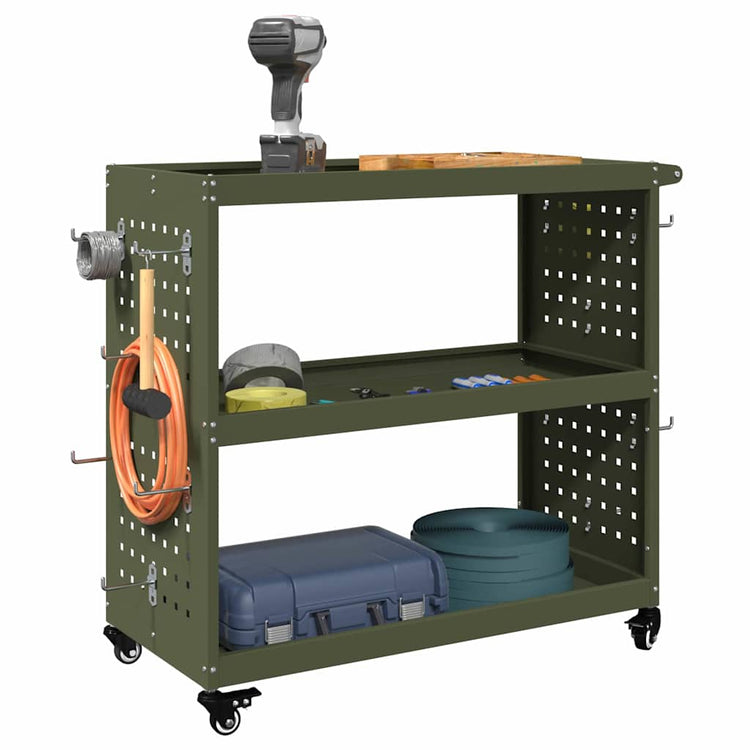 Vidaxx chariot à outils vert olive 75 x 35 x 73 cm acier laminé à froid