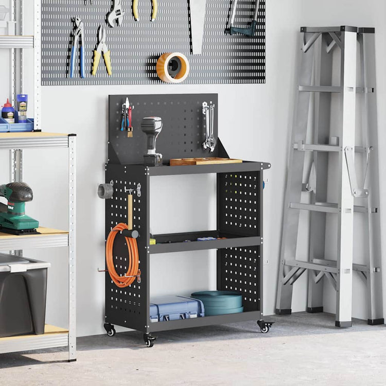 Vidaxx chariot à outils noir 65 x 35 x 111 cm acier laminé à froid