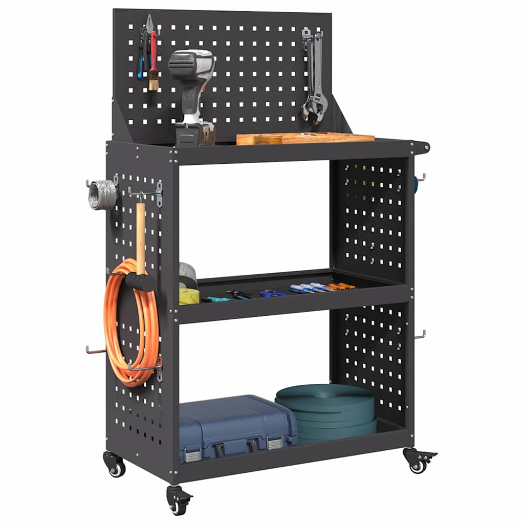 Vidaxx chariot à outils noir 65 x 35 x 111 cm acier laminé à froid