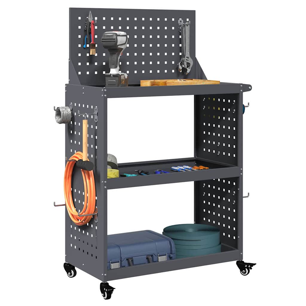 Vidaxxl chariot à outils anthracite 65 x 35 x 111 cm acier laminé à froid