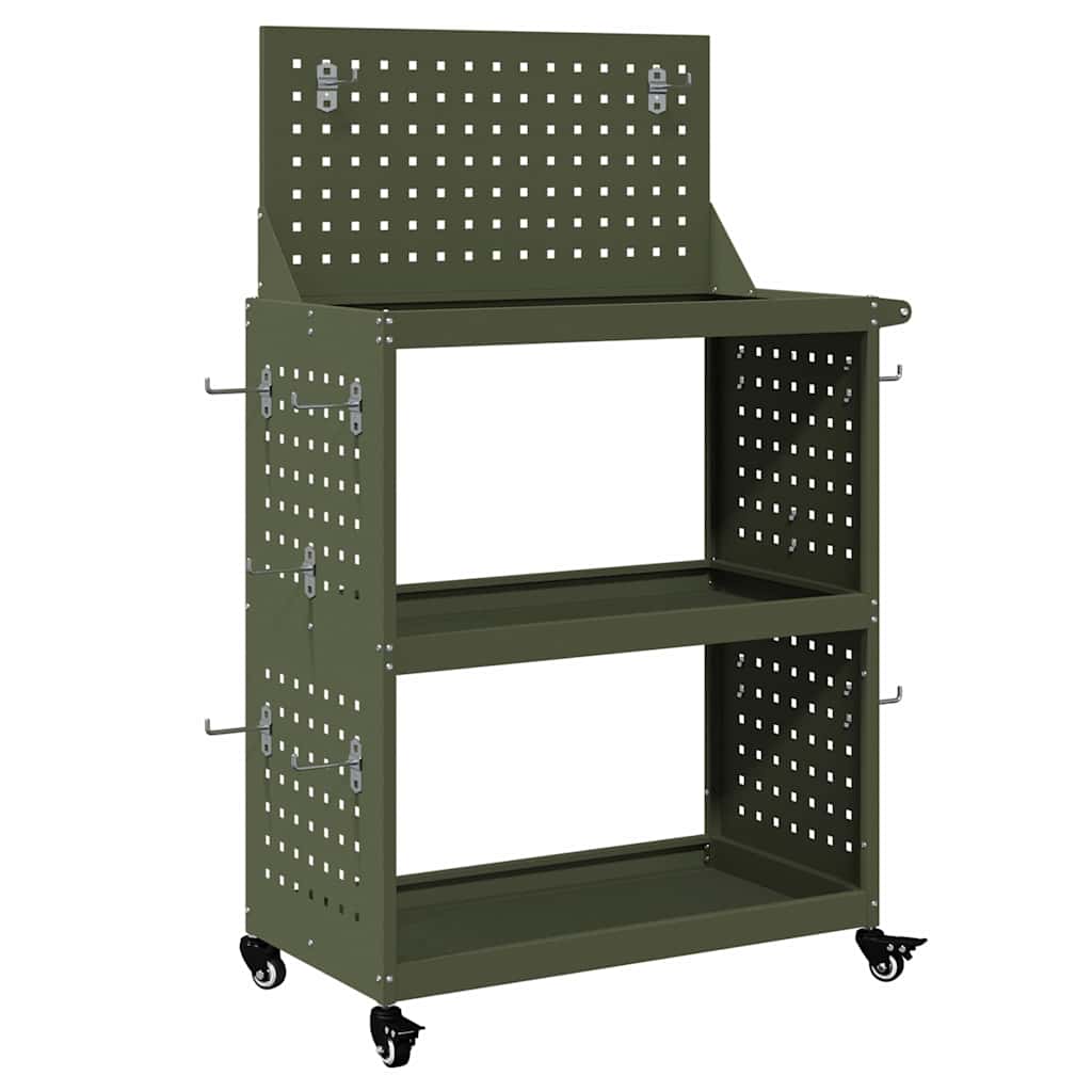 Vidaxxl desserte à outils avec étagère vert olive 65 x 35 x 111 cm