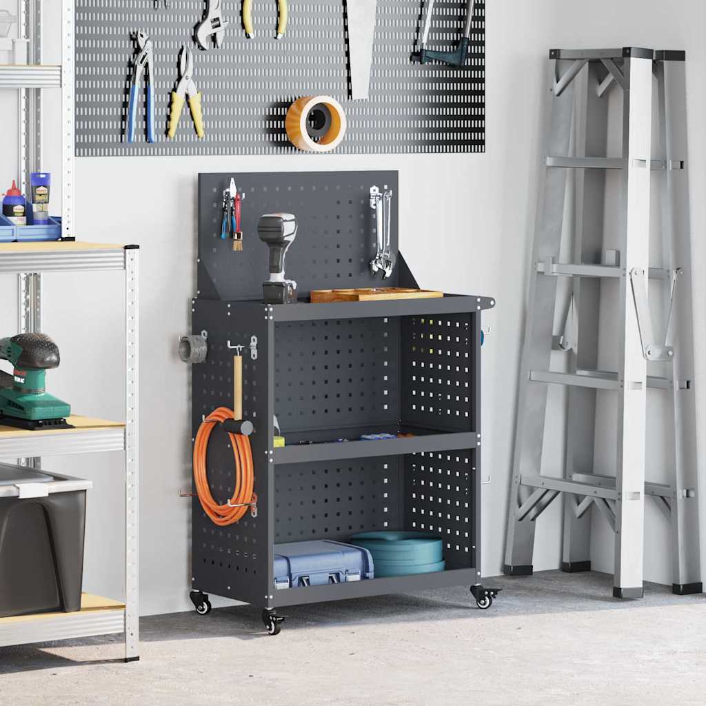 Vidaxxl chariot à outils anthracite 65 x 35 x 111 cm acier laminé à froid