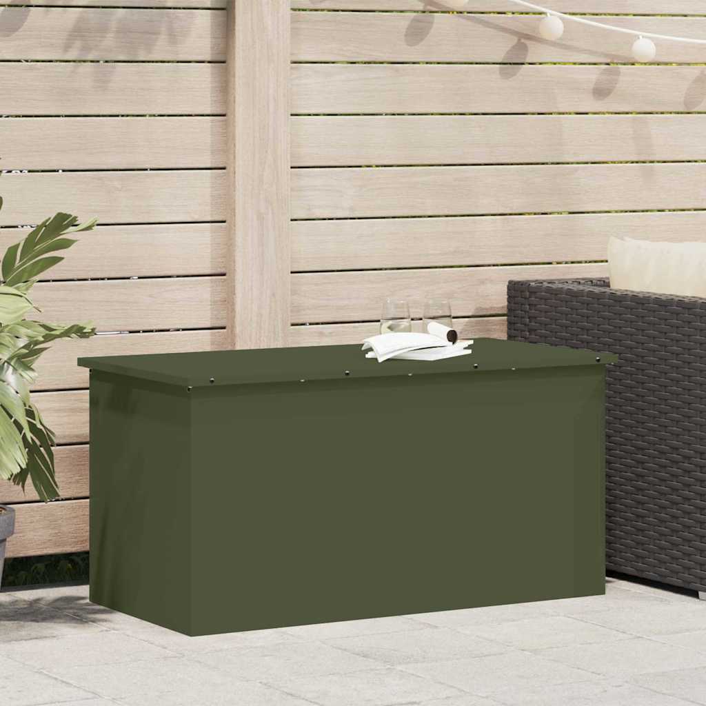 Vidaxx boîte de rangement extérieure vert olive 100 x 50,5 x 50 cm acier