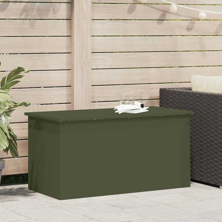 Vidaxx boîte de rangement extérieure vert olive 100 x 50,5 x 50 cm acier