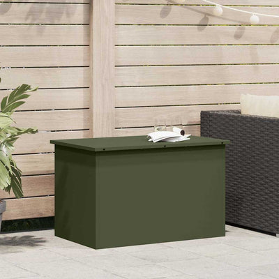 Vidaxx boîte de rangement extérieure avec rangement vert olive 80 x 50,5 x 50 cm acier