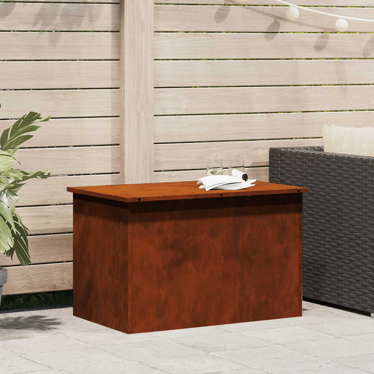 Vidaxx boîte de rangement extérieure rouillé 80 x 50,5 x 50 cm acier
