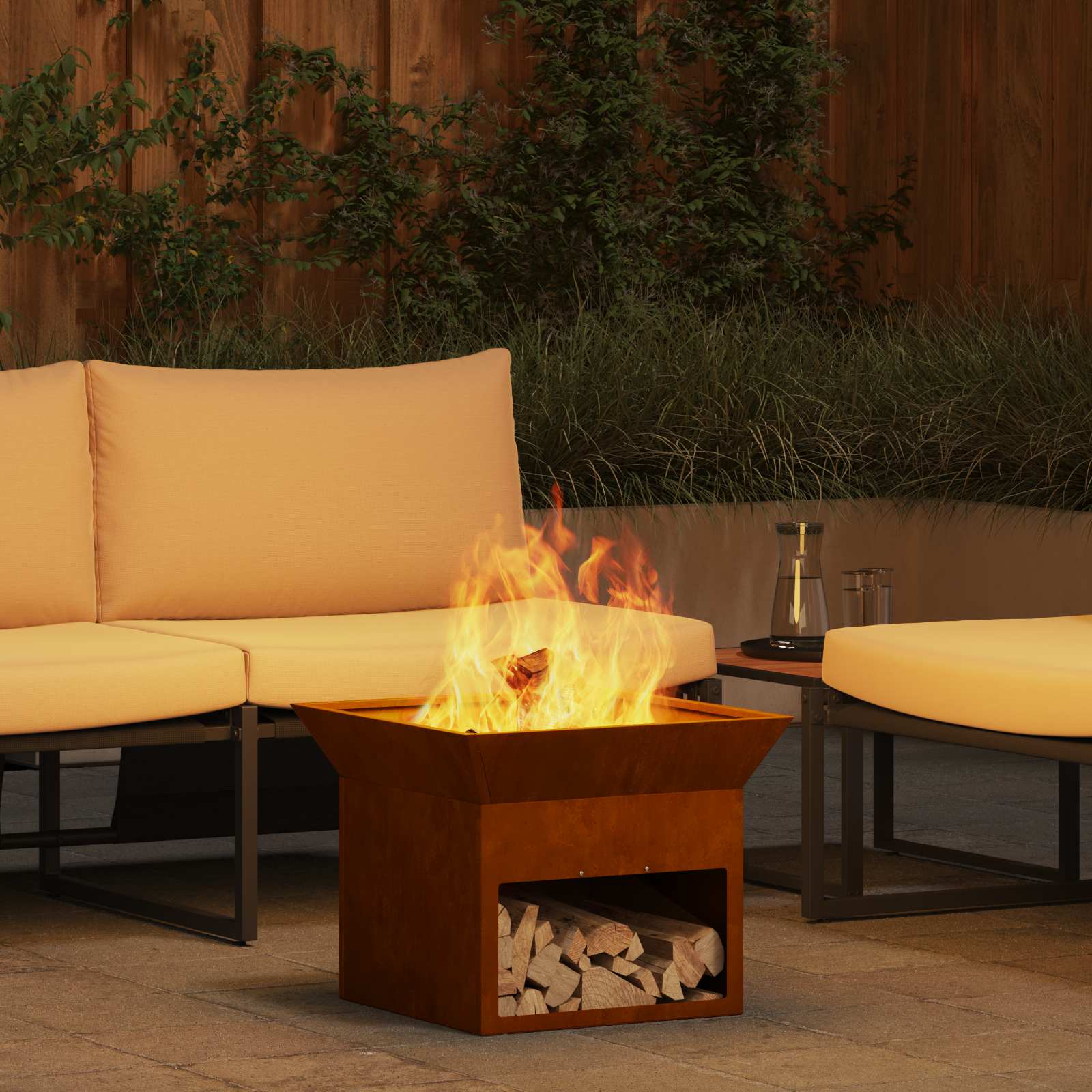 Vidaxl brasero rouillé 50 x 50 x 40 cm acier corten