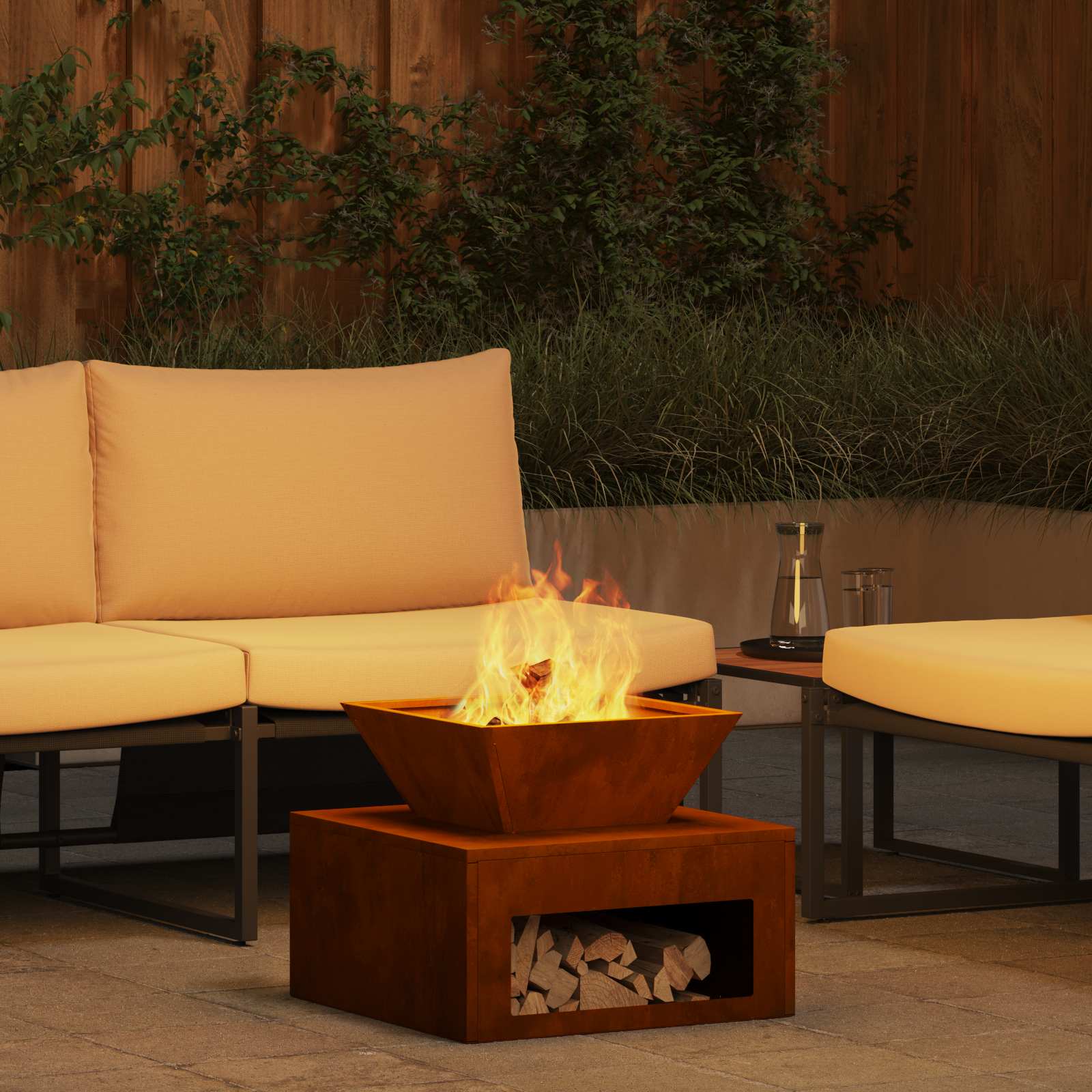 Vidaxl brasero rouillé 50 x 50 x 40 cm acier corten