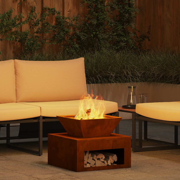 Vidaxl brasero rouillé 50 x 50 x 40 cm acier corten