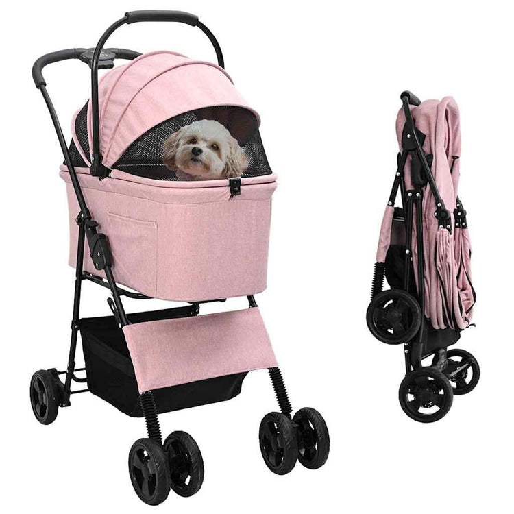 Vidaxx poussette pliable pour animaux de compagnie rose 81 x 47 x 99 cm polyester