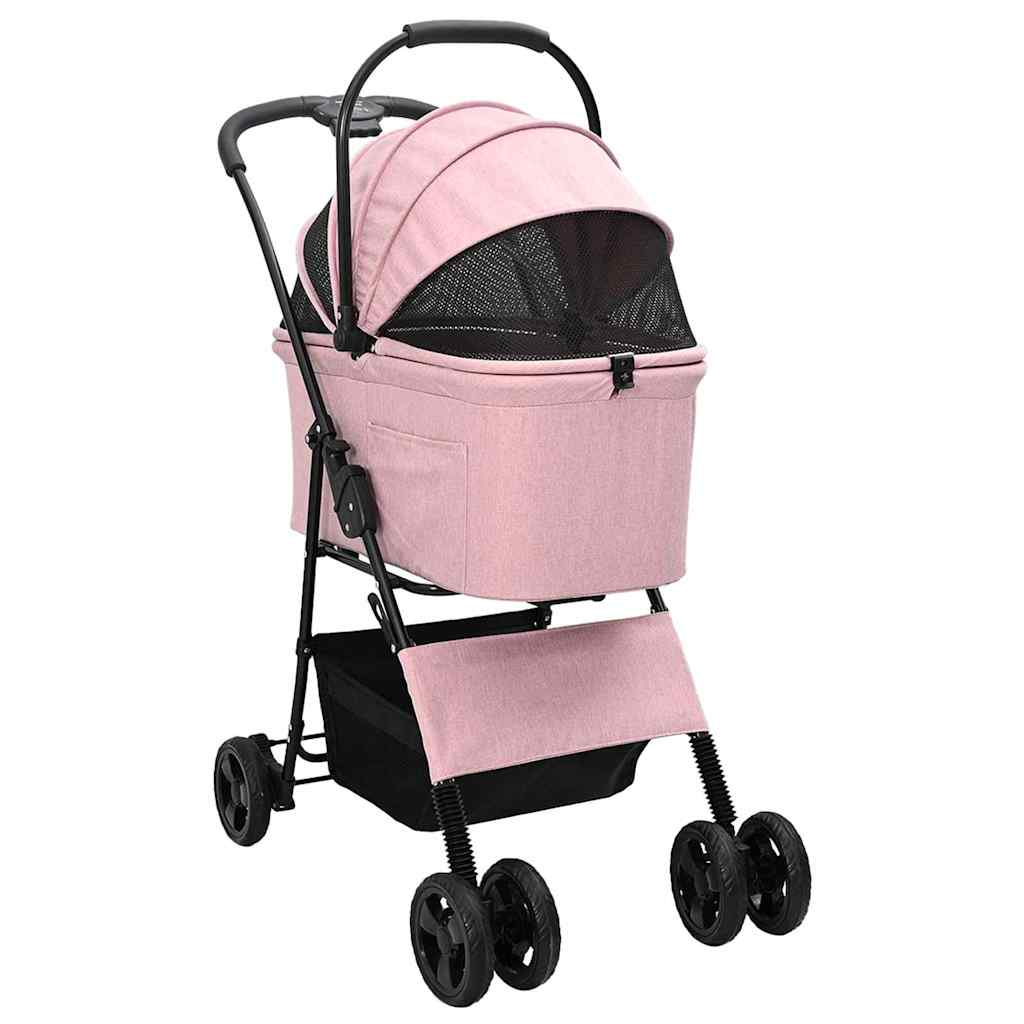 Vidaxx poussette pliable pour animaux de compagnie rose 81 x 47 x 99 cm polyester