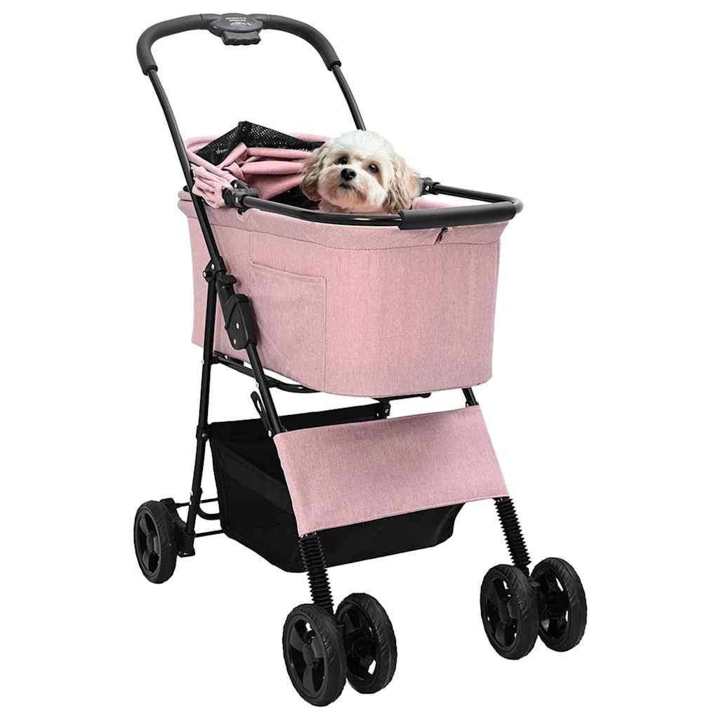 Vidaxx poussette pliable pour animaux de compagnie rose 81 x 47 x 99 cm polyester