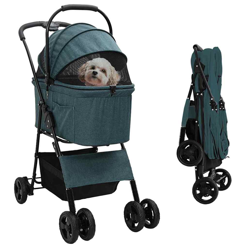 Vidaxx poussette pliable pour animaux de compagnie vert 81 x 47 x 99 cm polyester