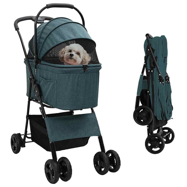 Vidaxx poussette pliable pour animaux de compagnie vert 81 x 47 x 99 cm polyester