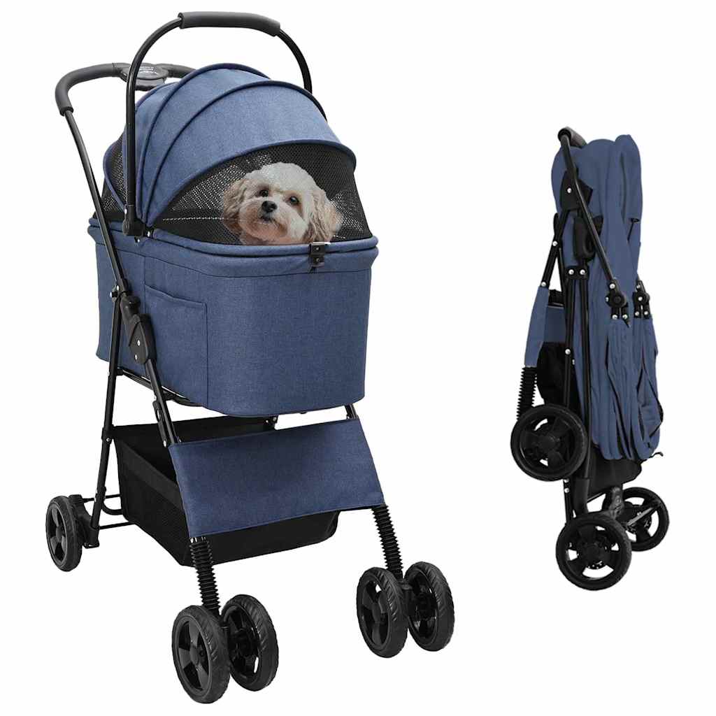 Vidaxx poussette pliable pour animaux de compagnie bleu 81 x 47 x 99 cm polyester