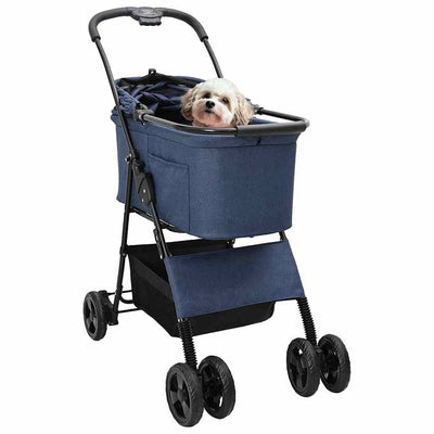 Vidaxx poussette pliable pour animaux de compagnie bleu 81 x 47 x 99 cm polyester