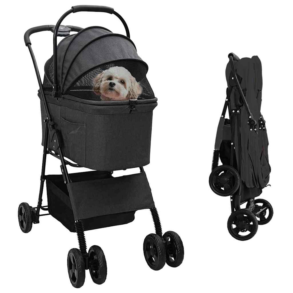 Vidaxx poussette pliable pour animaux de compagnie noir 81 x 47 x 99 cm polyester