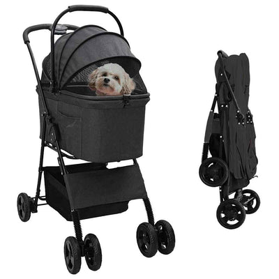 Vidaxx poussette pliable pour animaux de compagnie noir 81 x 47 x 99 cm polyester
