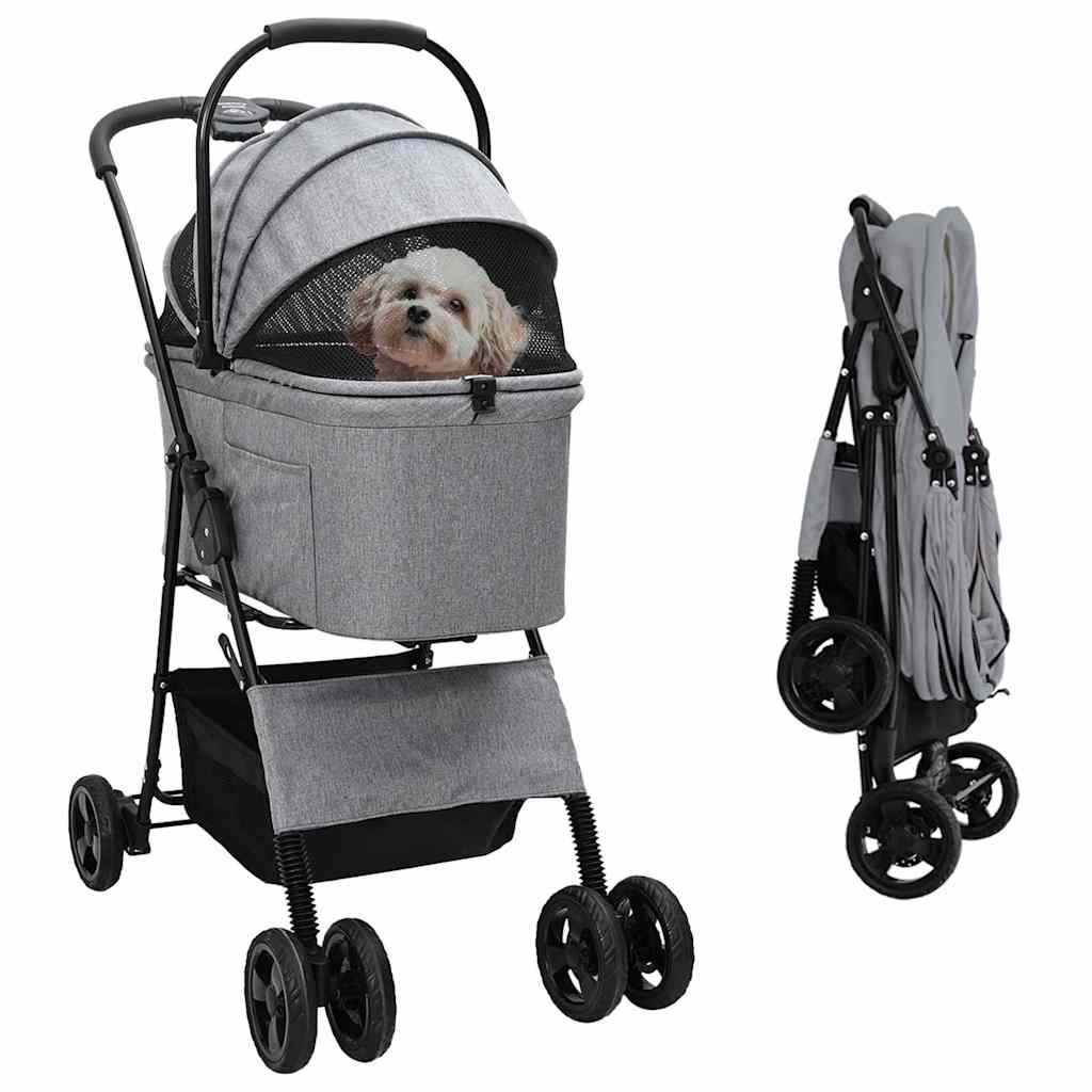 Vidaxx poussette pliable pour animaux de compagnie gris 81 x 47 x 99 cm polyester