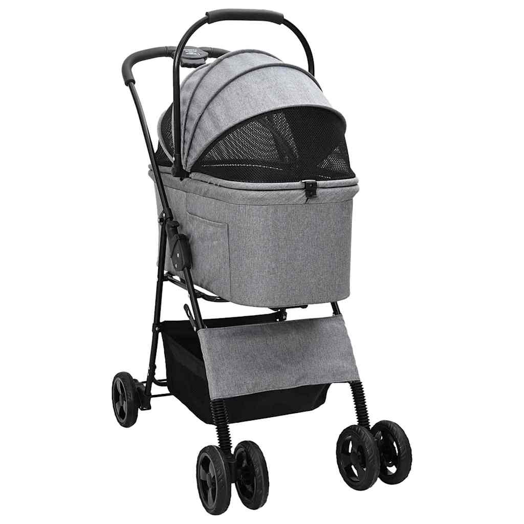 Vidaxx poussette pliable pour animaux de compagnie gris 81 x 47 x 99 cm polyester