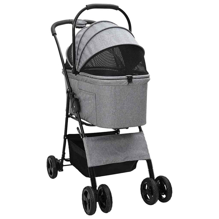 Vidaxx poussette pliable pour animaux de compagnie gris 81 x 47 x 99 cm polyester