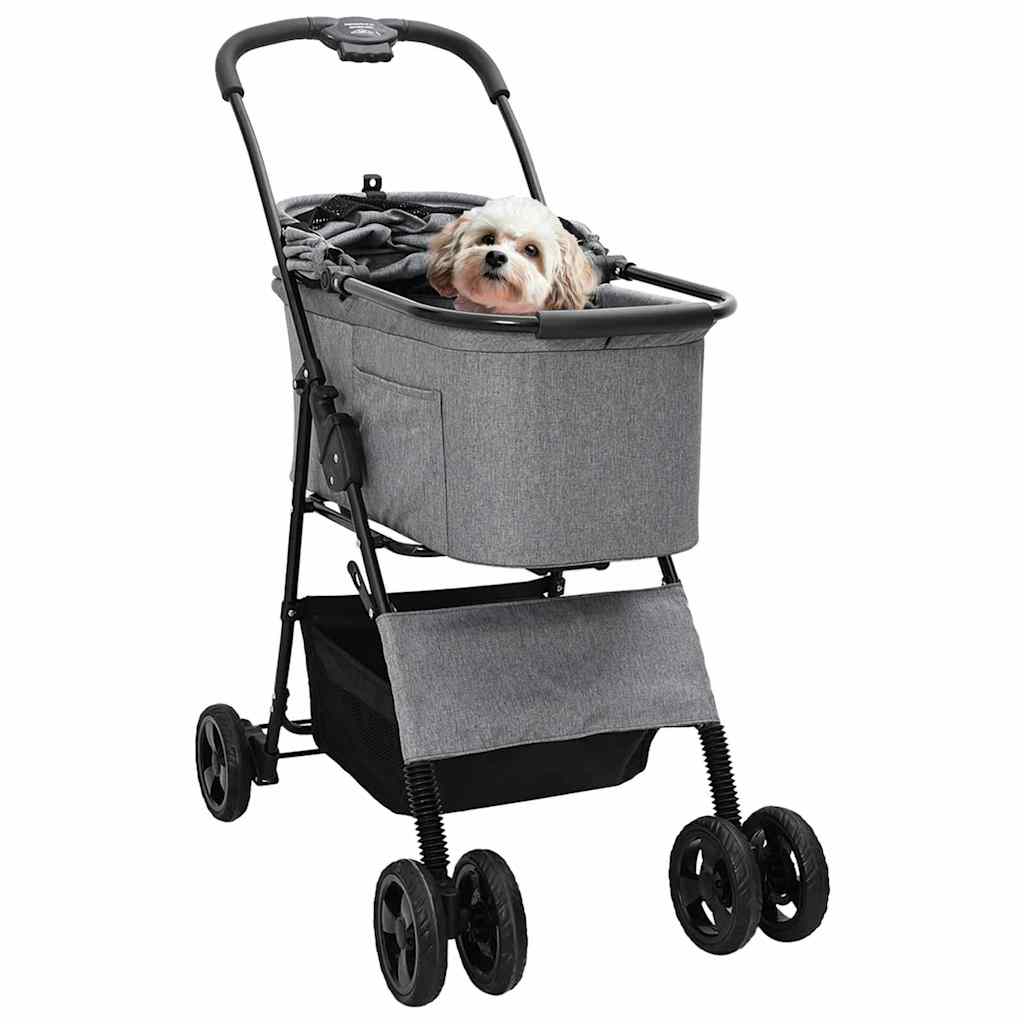Vidaxx poussette pliable pour animaux de compagnie gris 81 x 47 x 99 cm polyester
