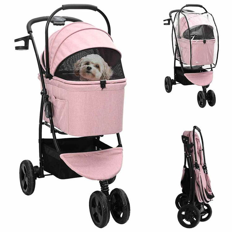 Vidaxx poussette pliable pour animaux de compagnie rose 78 x 54 x 101 cm polyester