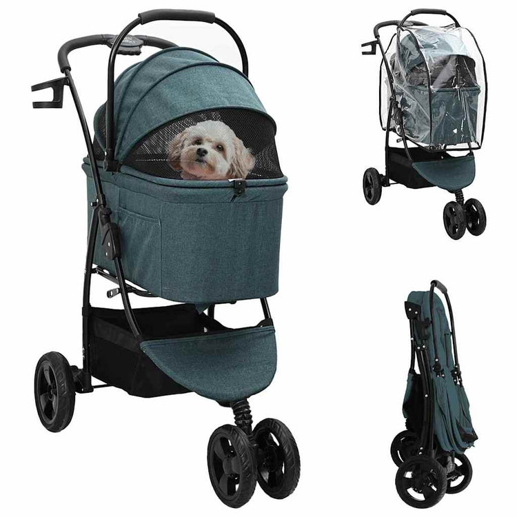 Vidaxx poussette pliable pour animaux de compagnie vert 78 x 54 x 101 cm polyester