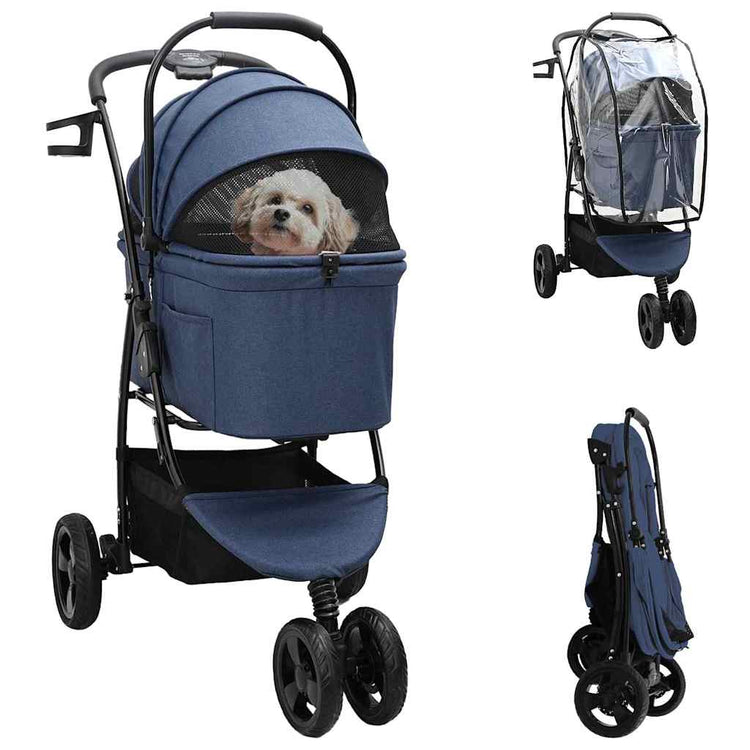 Vidaxx poussette pliable pour animaux de compagnie bleu 78 x 54 x 101 cm polyester