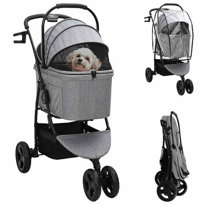 Vidaxx poussette pliable pour animaux de compagnie gris 78 x 54 x 101 cm polyester