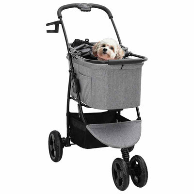 Vidaxx poussette pliable pour animaux de compagnie gris 78 x 54 x 101 cm polyester