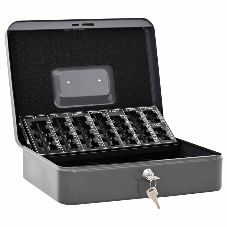 VidaXL caisse avec serrure gris foncé 30 x 24 x 9 cm acier