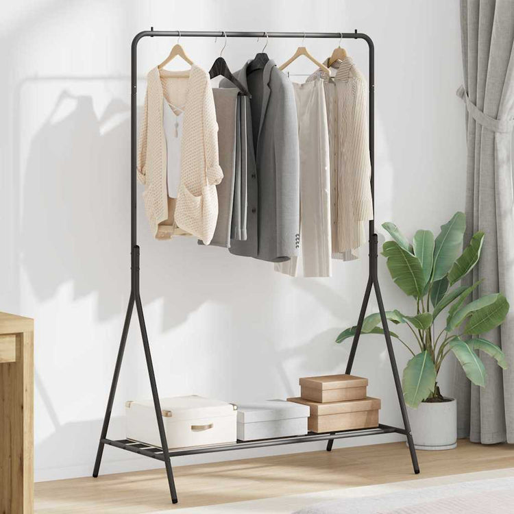 Vidaxx portant à vêtements avec rangement noir 100 x 56 x 154 cm acier