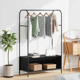Vidaxx portant à vêtements avec rangement noir 100 x 44 x 160 cm en bois travaillé - afbeelding 1