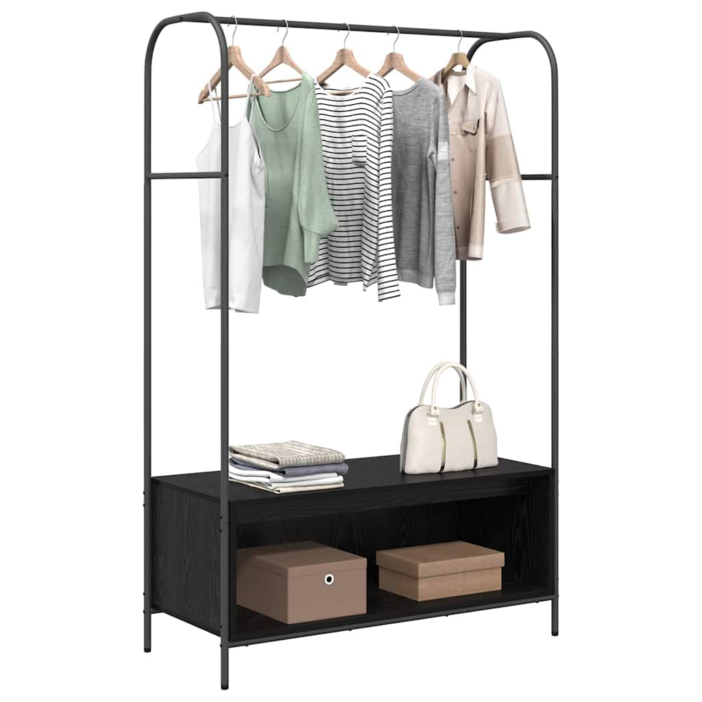 Vidaxx portant à vêtements avec rangement noir 100 x 44 x 160 cm en bois travaillé