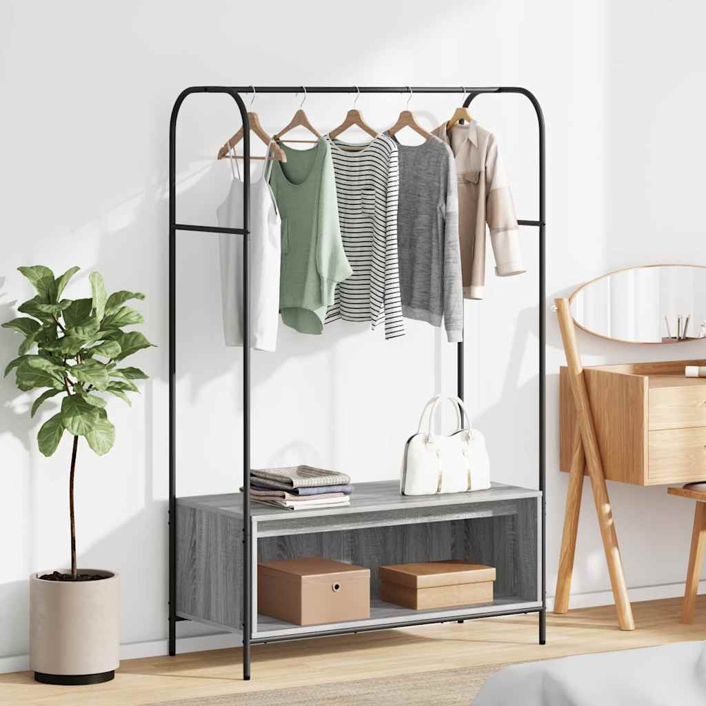 Vidaxx portant à vêtements avec rangement gris 100 x 44 x 160 cm en bois travaillé