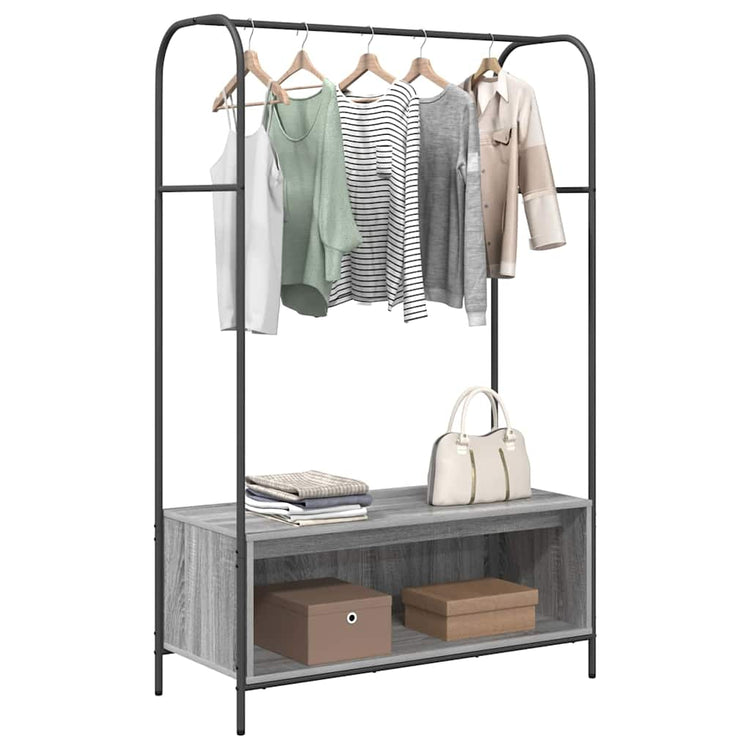 Vidaxx portant à vêtements avec rangement gris 100 x 44 x 160 cm en bois travaillé