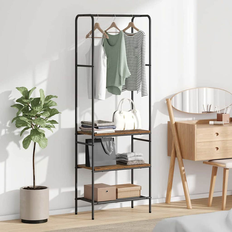 Vidaxx portant à vêtements avec étagère vieux bois 60 x 30 x 171 cm bois traité