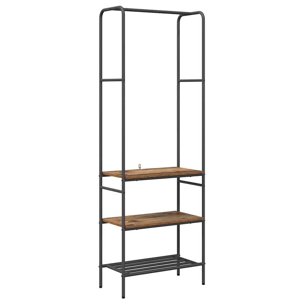 Vidaxx portant à vêtements avec étagère vieux bois 60 x 30 x 171 cm bois traité