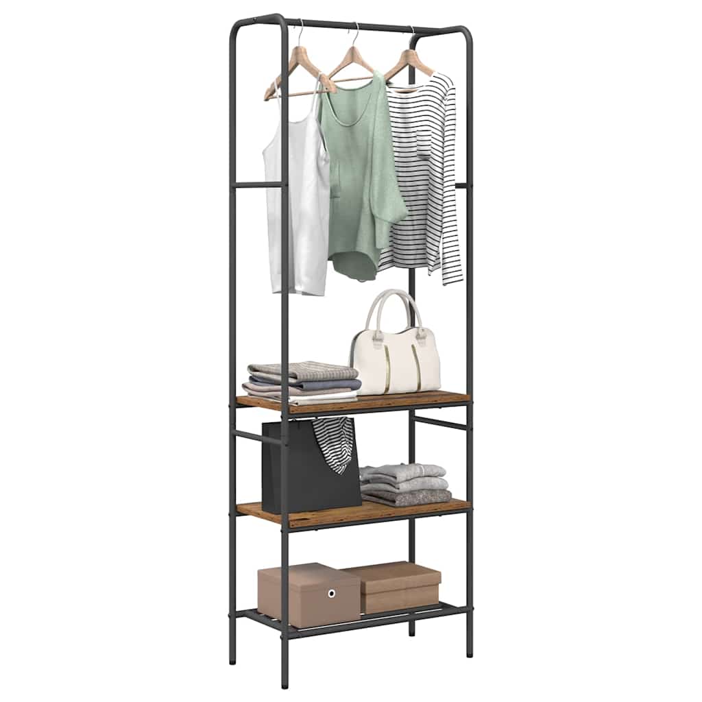 Vidaxx portant à vêtements avec étagère vieux bois 60 x 30 x 171 cm bois traité