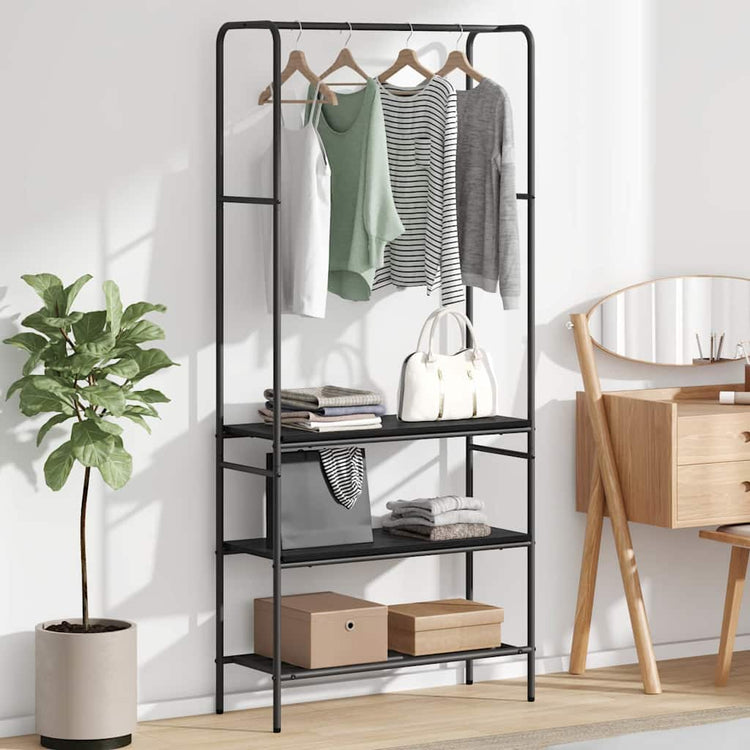 VidaXL portant à vêtements avec étagère chêne noir 77 x 30 x 171 cm bois fini