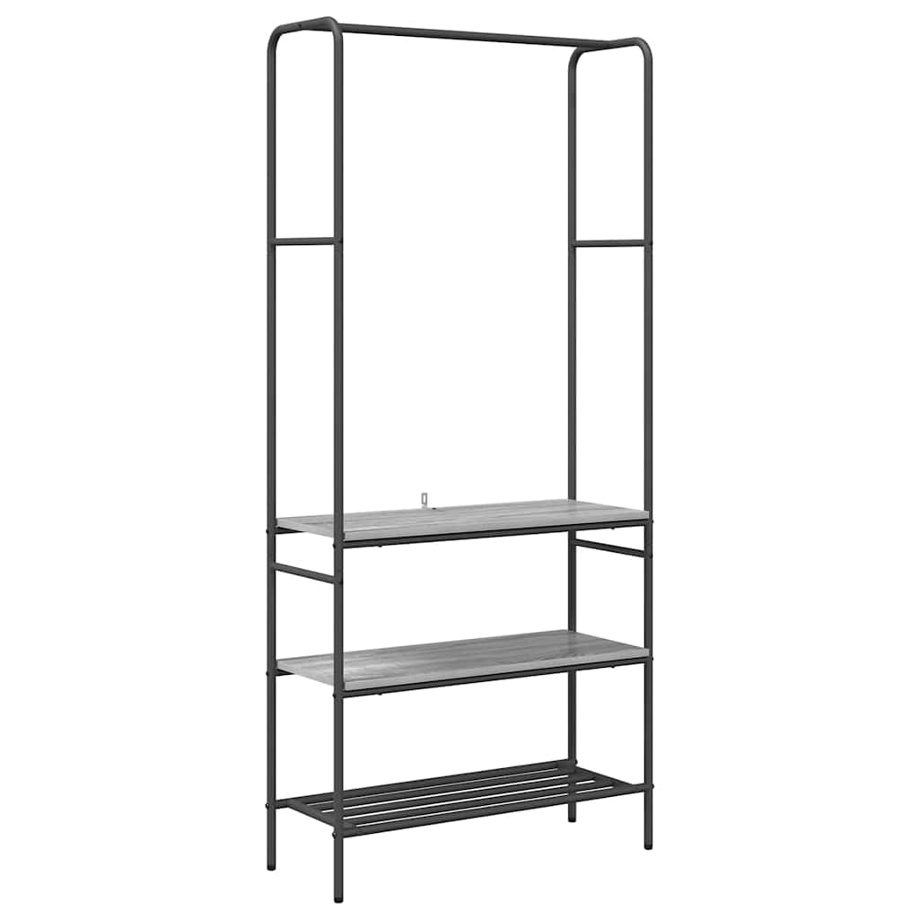 Vidaxl portant à vêtements avec étagère gris sonoma 77 x 30 x 171 cm bois fini