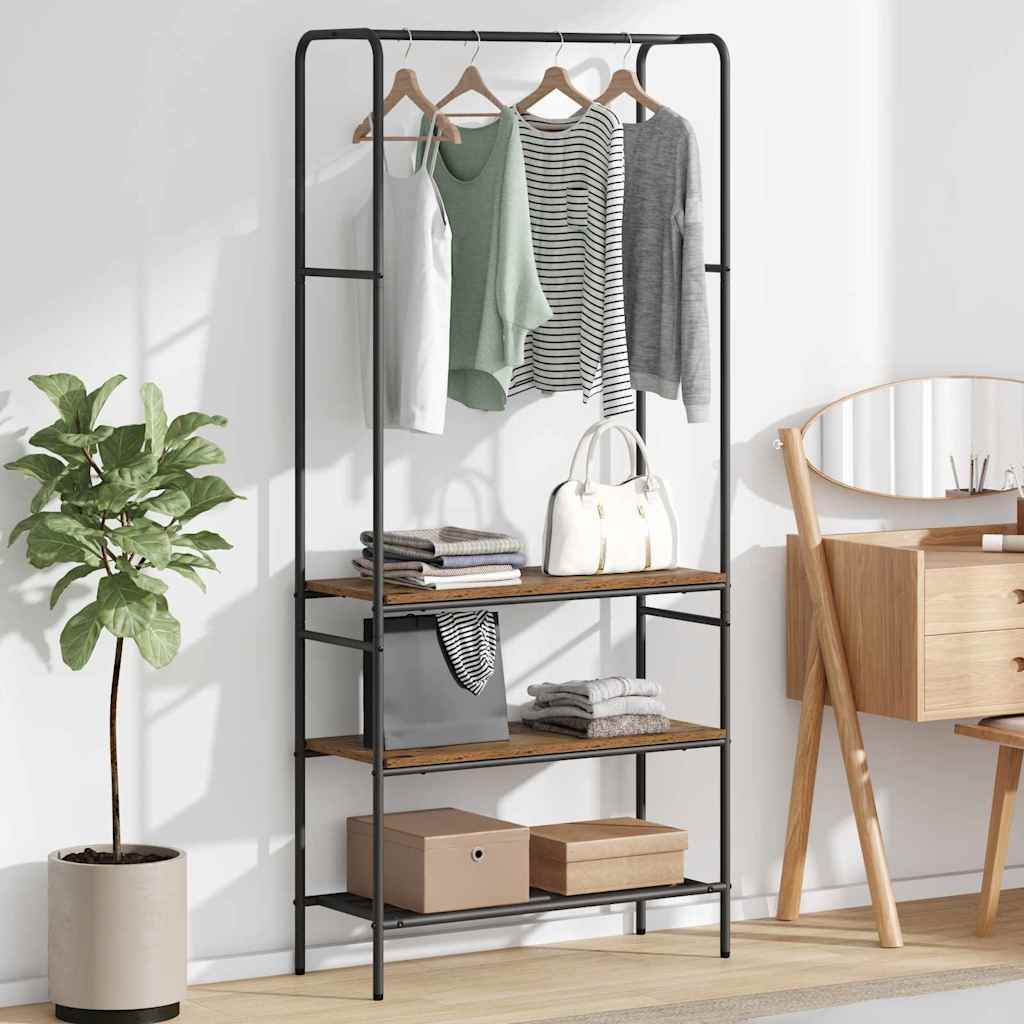 Vidaxxl portant à vêtements avec étagère vieux bois 77 x 30 x 171 cm bois traité