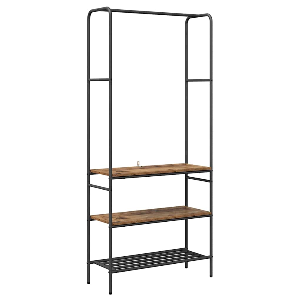 Vidaxxl portant à vêtements avec étagère vieux bois 77 x 30 x 171 cm bois traité
