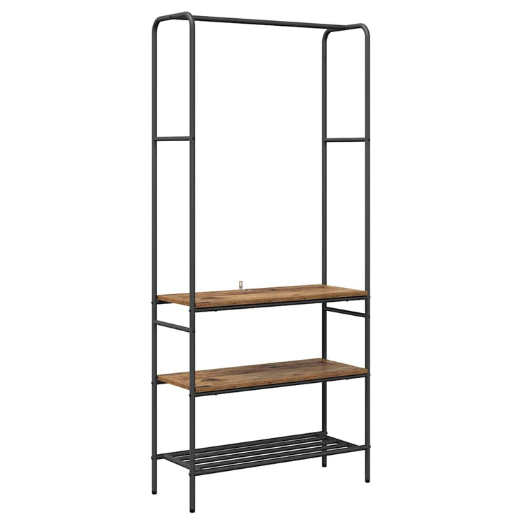 Vidaxxl portant à vêtements avec étagère vieux bois 77 x 30 x 171 cm bois traité