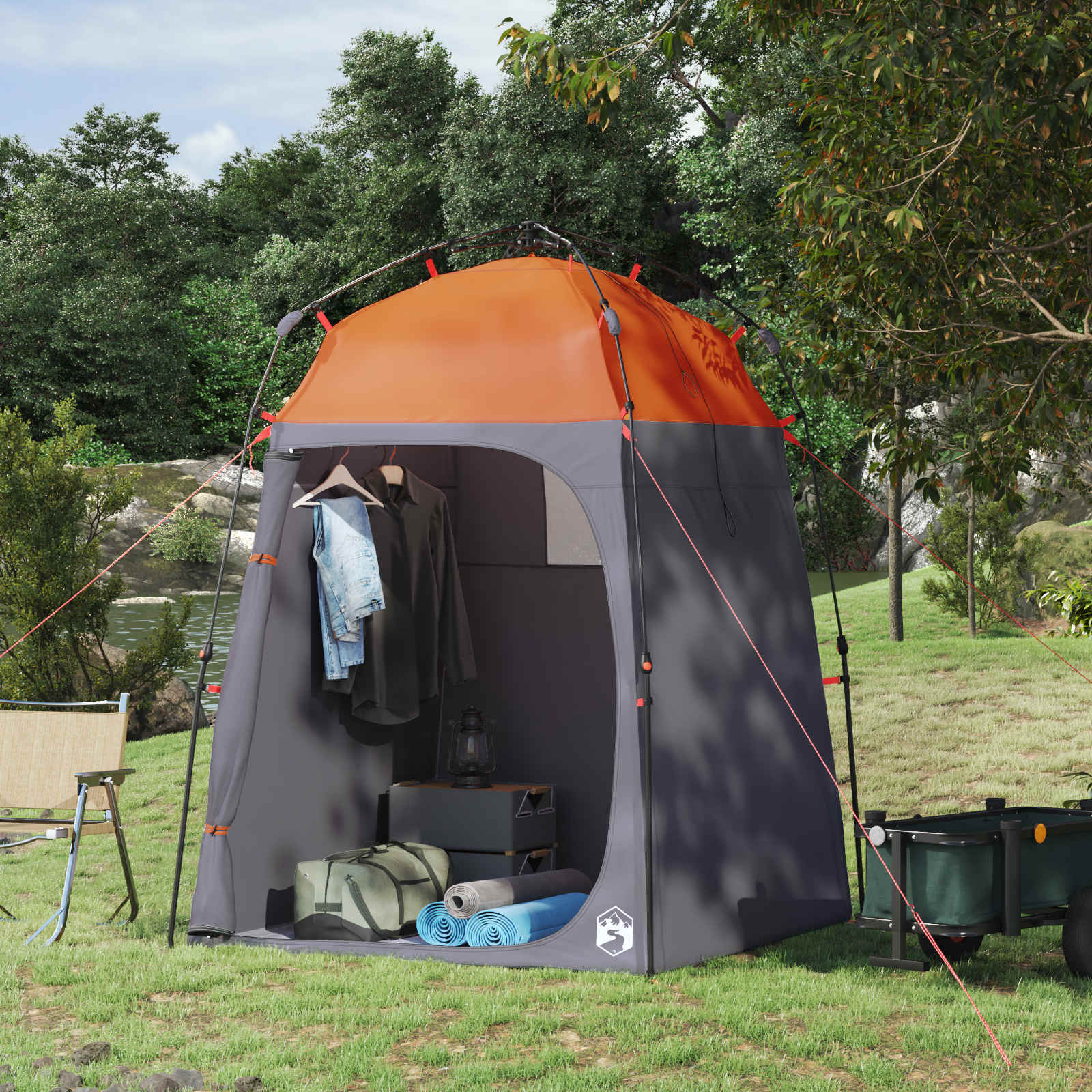 Tente instantanée VidaXL 2 personnes à dégagement rapide avec toit gris et orange
