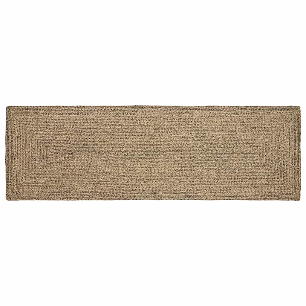 Vidaxl tapis rectangulaire naturel et noir 80 x 200 cm jute