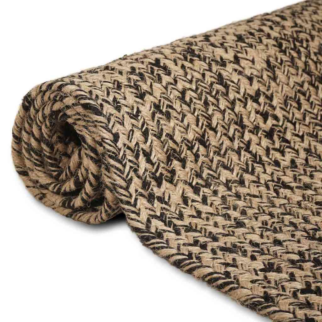 VidaXL tapis carré naturel et noir 160 x 160 cm jute
